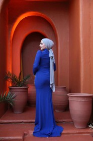 Modest Sax Blue Prom Dress 4964SX - 4