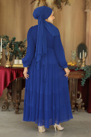 Modest Sax Blue Ruffle Dress 44761SX - 5