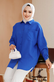 Modest Sax Blue Shirt Tunic 70781SX - 1