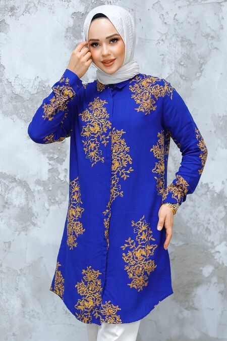 Modest Sax Blue Tunic 11720SX - NEVA STYLE