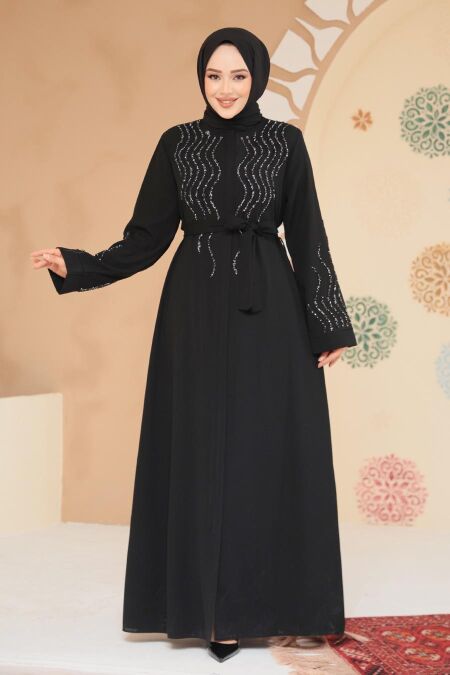 Modest Silver Plus Size Abaya 29130GMS - NEVA STYLE