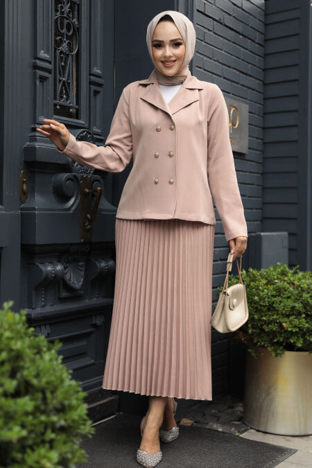 Modest Skin Color Dual Skirt Suit 12601TEN - NEVA STYLE