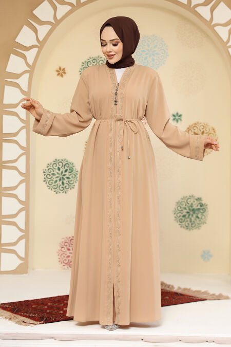 Modest Skin Color Plus Size Abaya 45297TEN - NEVA STYLE