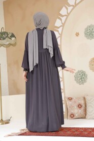 Modest Smoke Color Abaya 45286FU - 5