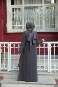 Modest Smoke Color Abaya Dress 29131FU - 4