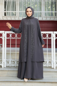 Modest Smoke Color Abaya Dress 29132FU - 2