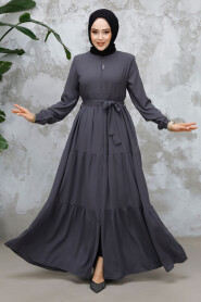 Modest Smoke Color Abaya Dubai 80781FU - 1