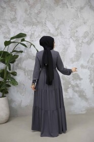 Modest Smoke Color Abaya Dubai 80781FU - 2