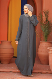 Modest Smoke Color Abaya For Women 26331FU - 3
