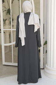 Modest Smoke Color Abaya For Women 29111FU - 4