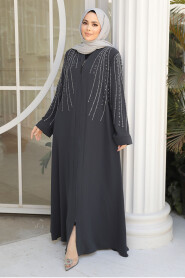 Modest Smoke Color Abaya For Women 29111FU - 2