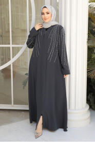 Modest Smoke Color Abaya For Women 29111FU - 3