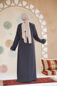 Modest Smoke Color Abaya For Women 29113FU - 4