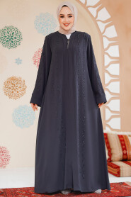 Modest Smoke Color Abaya For Women 29113FU - 2