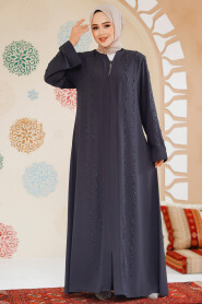 Modest Smoke Color Abaya For Women 29113FU - 3