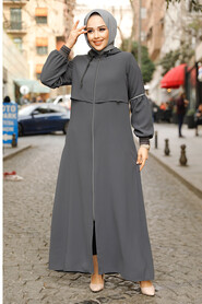 Modest Smoke Color Abaya For Women 62602FU - 1