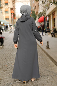 Modest Smoke Color Abaya For Women 62602FU - 2