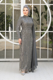 Modest Smoke Color Bridal Dress 49741FU - 2