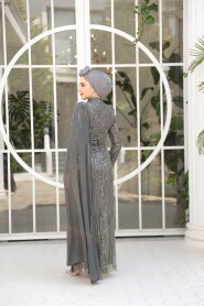 Modest Smoke Color Bridal Dress 49741FU - 5