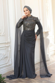 Modest Smoke Color Bridesmaid Dress 52592FU - 1