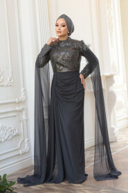 Modest Smoke Color Bridesmaid Dress 52592FU - 3