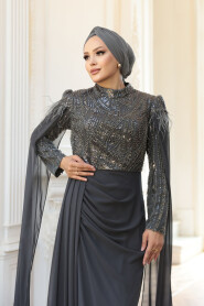 Modest Smoke Color Bridesmaid Dress 52592FU - 4