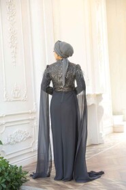 Modest Smoke Color Bridesmaid Dress 52592FU - 5