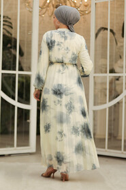 Modest Smoke Color Chiffon Long Sleeve Dresses 50356FU - 4
