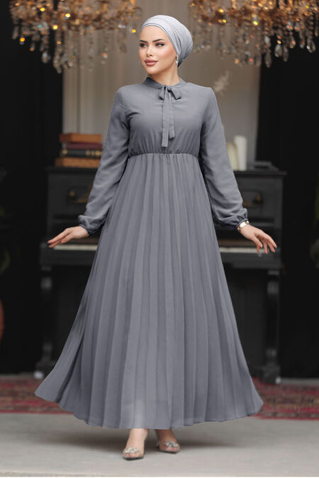 Modest Smoke Color Chiffon Maxi Dresses 50351FU - NEVA STYLE