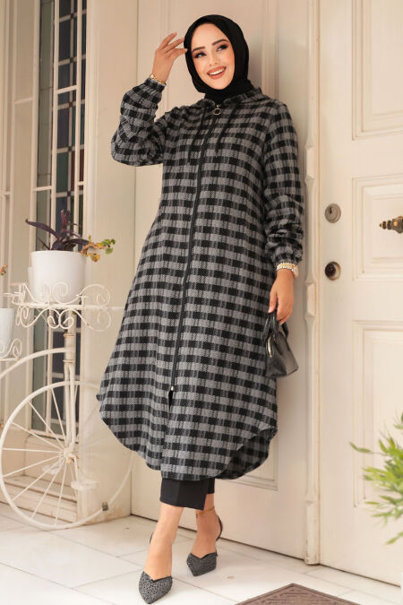 Modest Smoke Color Coat 72101FU - NEVA STYLE