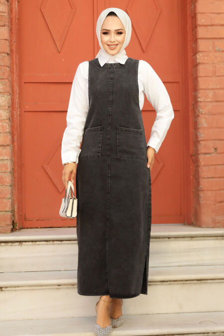 Modest Smoke Color Denim Dress 19011FU - NEVA STYLE