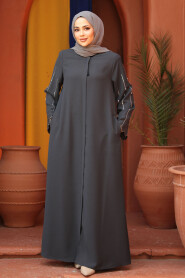 Modest Smoke Color Dubai Abaya 2634FU - 1