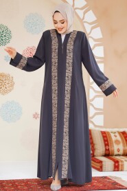 Modest Smoke Color Dubai Abaya 29112FU 