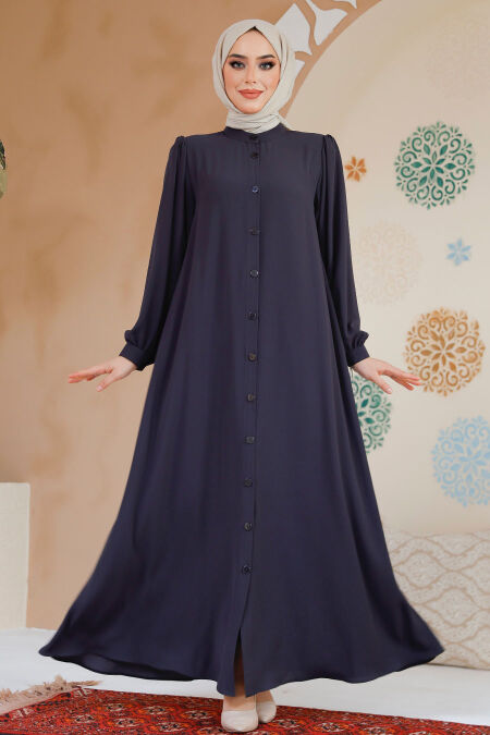 Modest Smoke Color Dubai Abaya 45283FU - NEVA STYLE