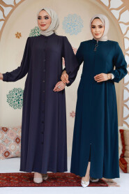 Modest Smoke Color Dubai Abaya 45283FU - 6