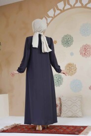 Modest Smoke Color Dubai Abaya 45283FU - 7