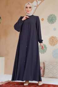 Modest Smoke Color Dubai Abaya 45283FU - 3