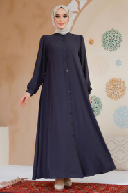 Modest Smoke Color Dubai Abaya 45283FU - 2