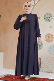 Modest Smoke Color Dubai Abaya 45283FU - 4