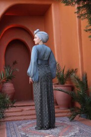 Modest Smoke Color Engagement Gown 4961FU - 5