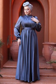 Modest Smoke Color Evening Gown 23821FU - 2
