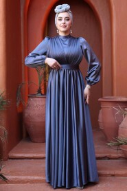 Modest Smoke Color Evening Gown 23821FU - 3