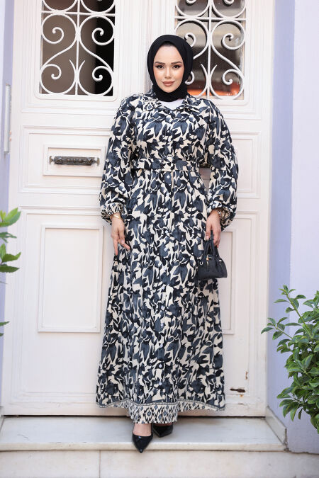 Modest Smoke Color Flower Summer Dress 24081FU - NEVA STYLE