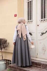 Modest Smoke Color Gilet Dress 30284FU - 3
