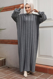 Modest Smoke Color Knitwear Dress 30633FU - 1