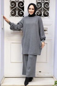 Modest Smoke Color Knitwear Dual Suit 50602FU - 2