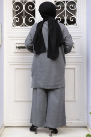 Modest Smoke Color Knitwear Dual Suit 50602FU - 3