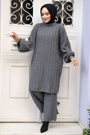 Modest Smoke Color Knitwear Dual Suit 50631FU - 1