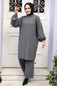 Modest Smoke Color Knitwear Dual Suit 50631FU - 2