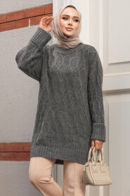 Modest Smoke Color Knitwear Tunic 10241FU - 1